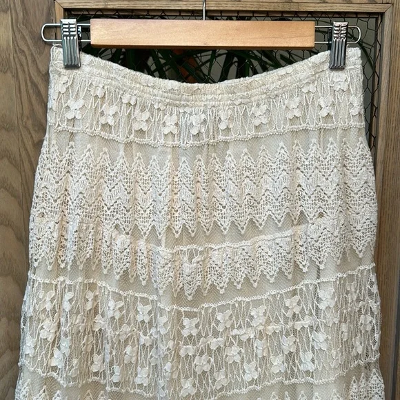 Multiples Cream Lace Tiered Maxi Skirt - Picture 3 of 11
